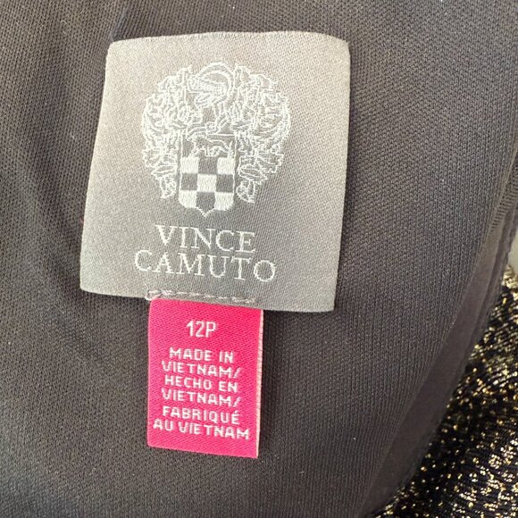 Vince Camuto Gold Black Shimmer Dress Size 12 Petite NWT - Picture 7 of 8